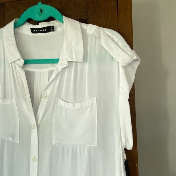 Nordstrom Top White Blouse Cap Sleeve S/M NWT - Picture 2 of 6